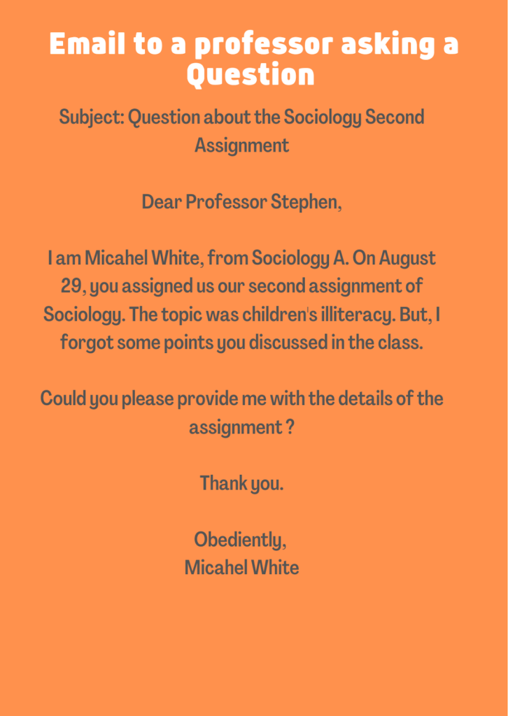 Email to a teacher or professor [Email Sample]